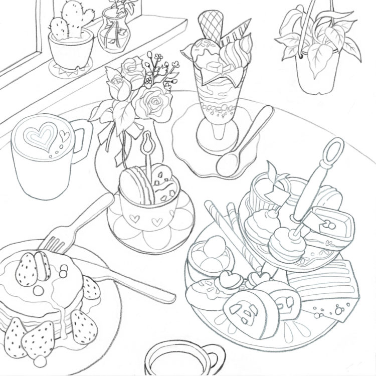 손그림일러스트- 메뉴판/가게홍보용이미지/컬러링북도안/풍경화/음식 등 작업-이미지