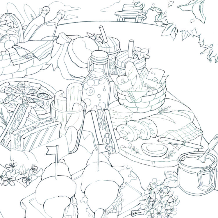 손그림일러스트- 메뉴판/가게홍보용이미지/컬러링북도안/풍경화/음식 등 작업-이미지