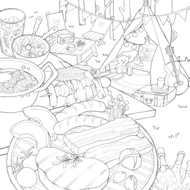 손그림일러스트- 메뉴판/가게홍보용이미지/컬러링북도안/풍경화/음식 등 작업-이미지